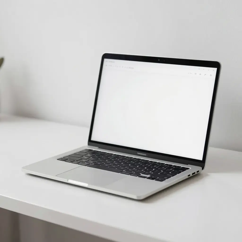 A simple and modern laptop on a clean desk