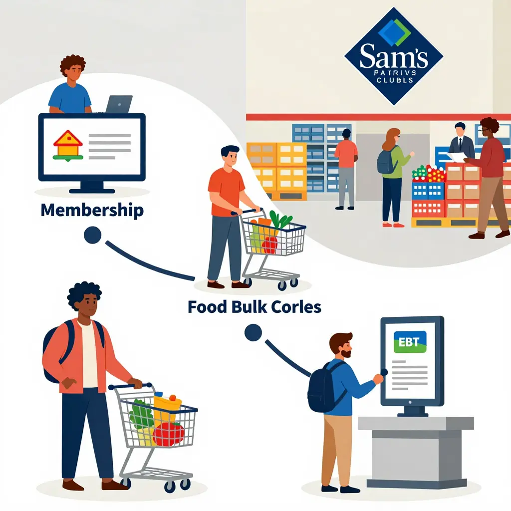 User journey illustrating how food stamp users shop at Sam's Club