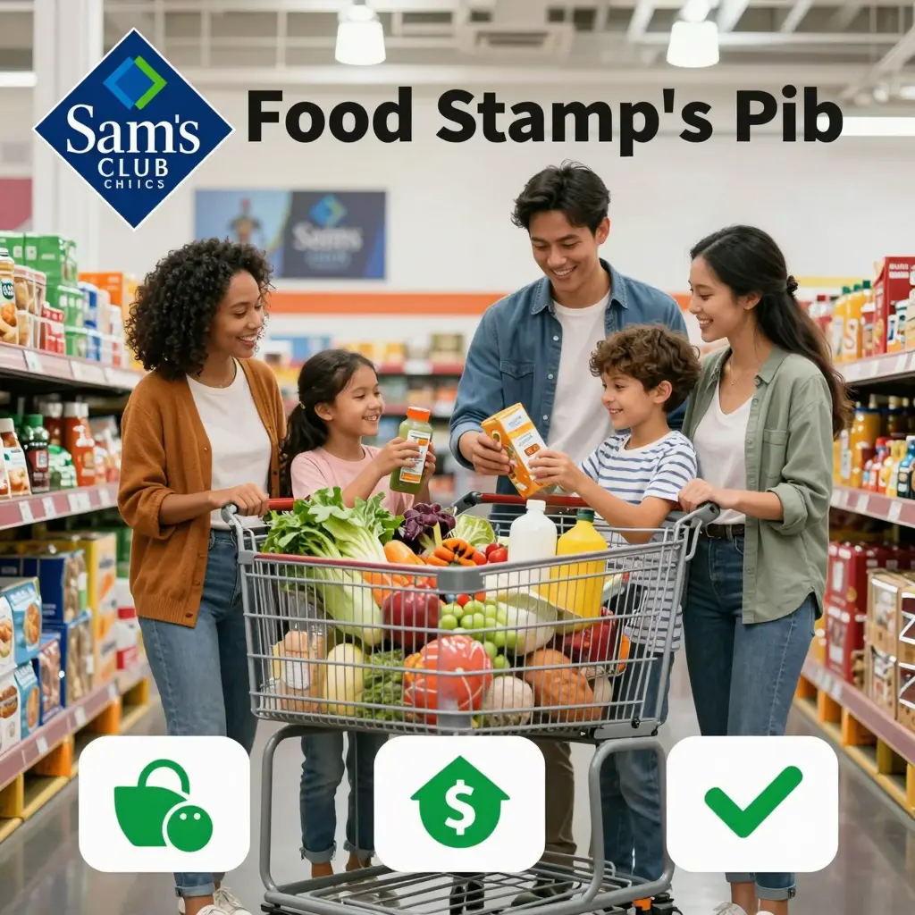 Illustration of Food Stamp Benefits for Families Shopping at Sam's Club