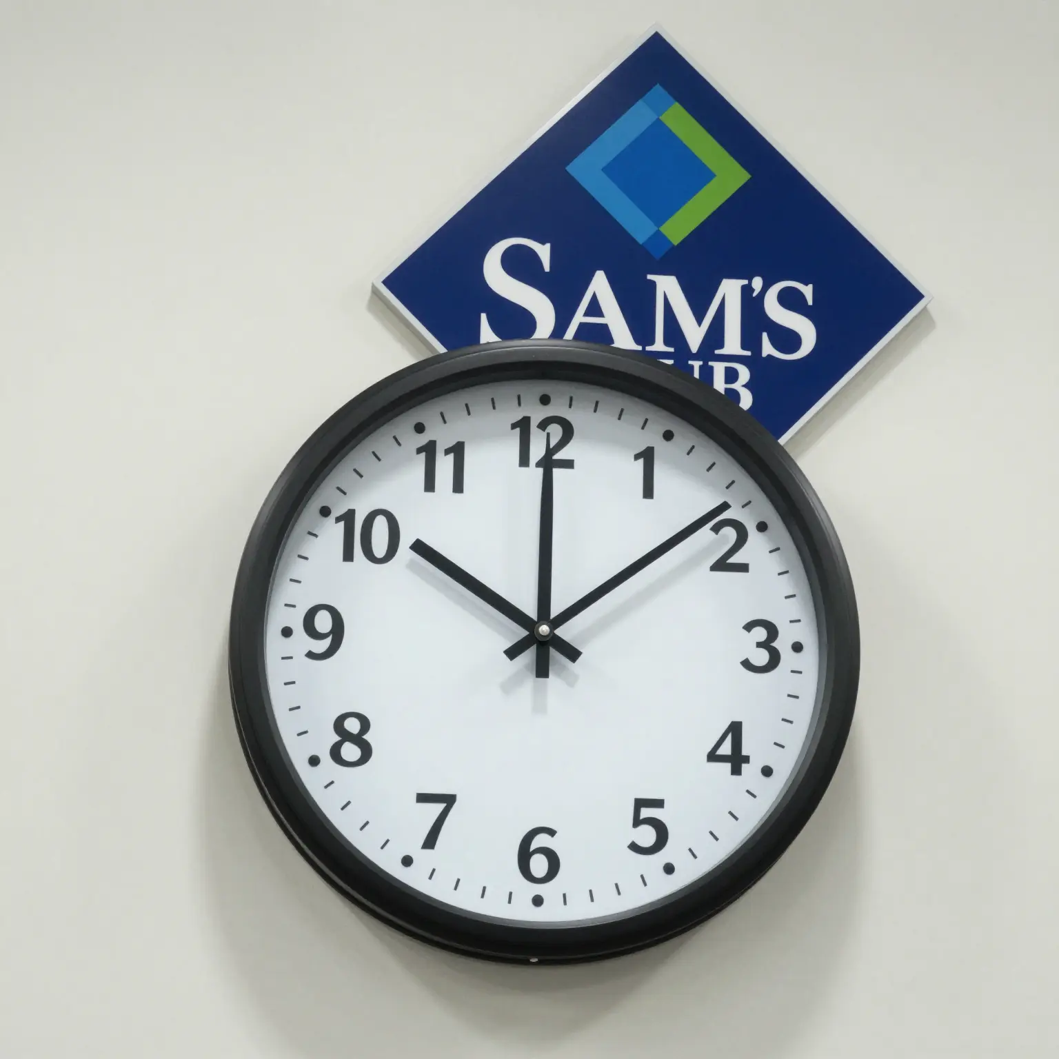 Clock and Sam's Club Sign