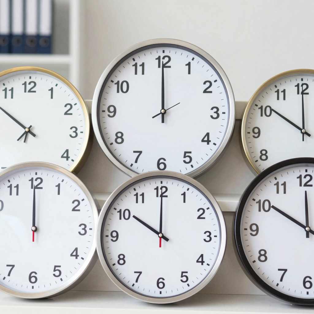 Clock showing varying times
