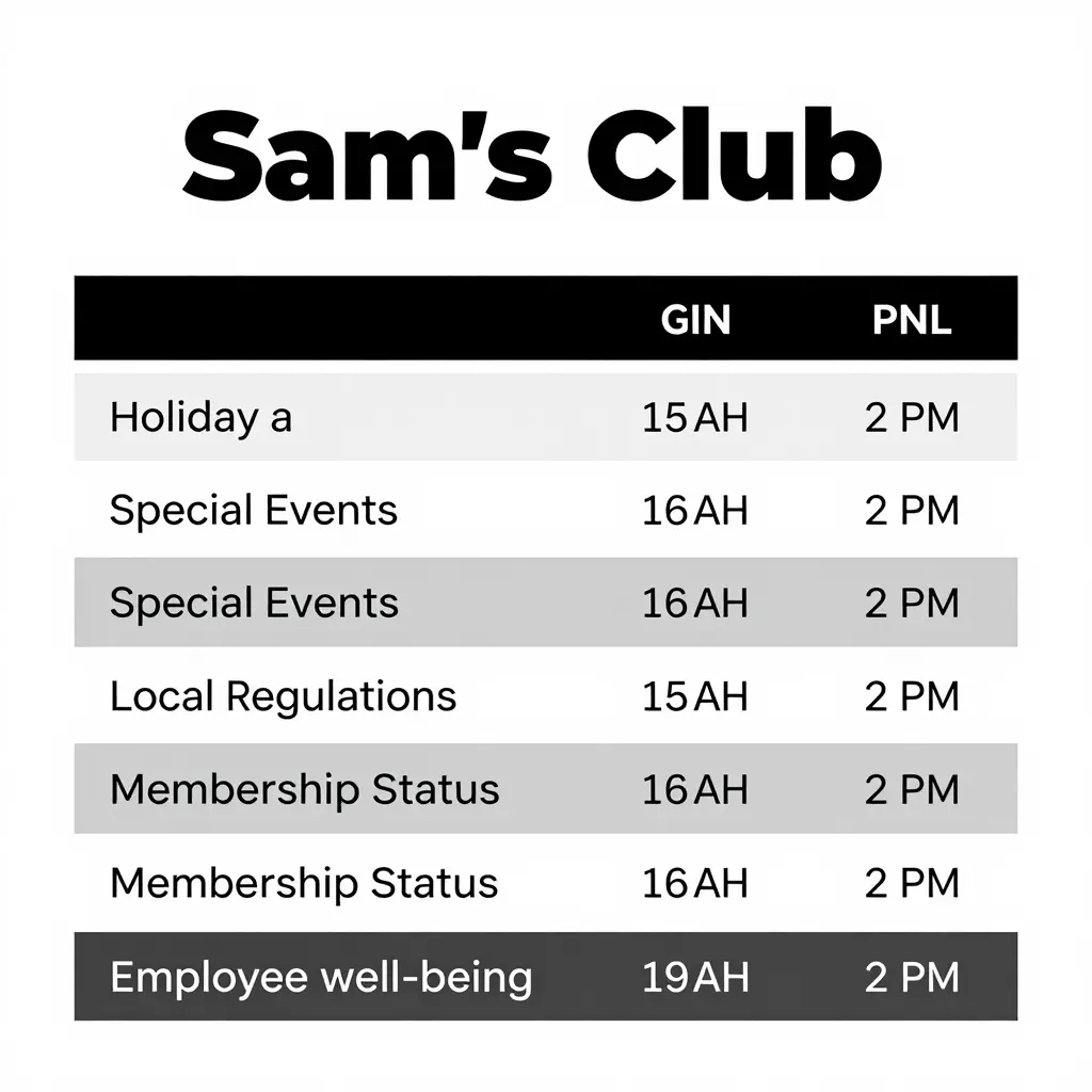 Factors affecting Sam's Club hours