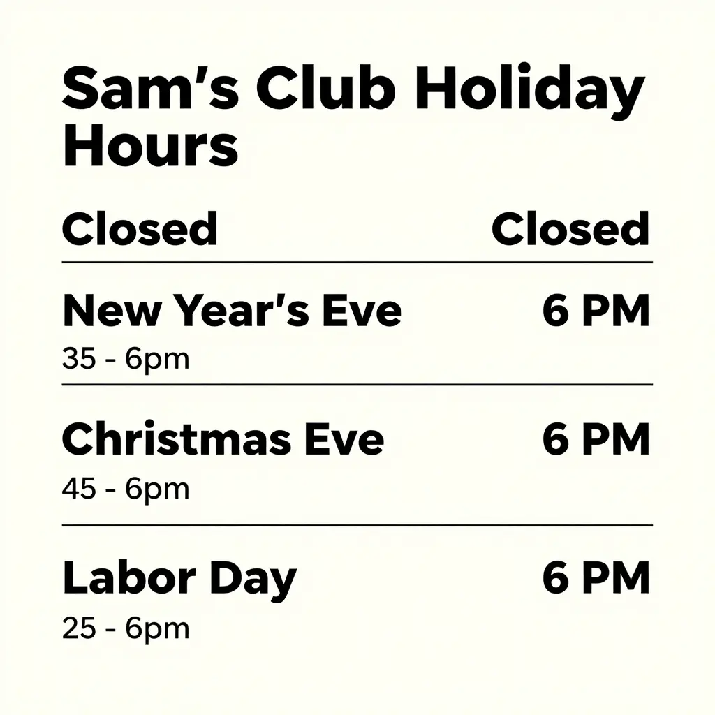 Holiday Hours at Sam's Club