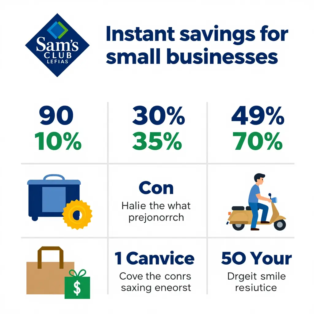 Infographic on the benefits of instant savings for small businesses at Sam's Club